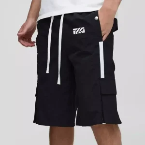 Baggy Long Length Nylon Cargo Shorts