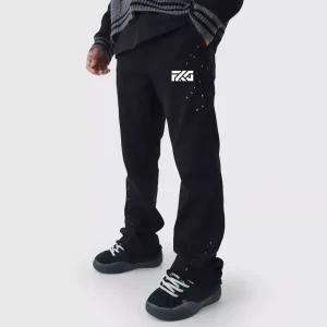 Relaxed Flared Carpenter Paint Splatter Trousers