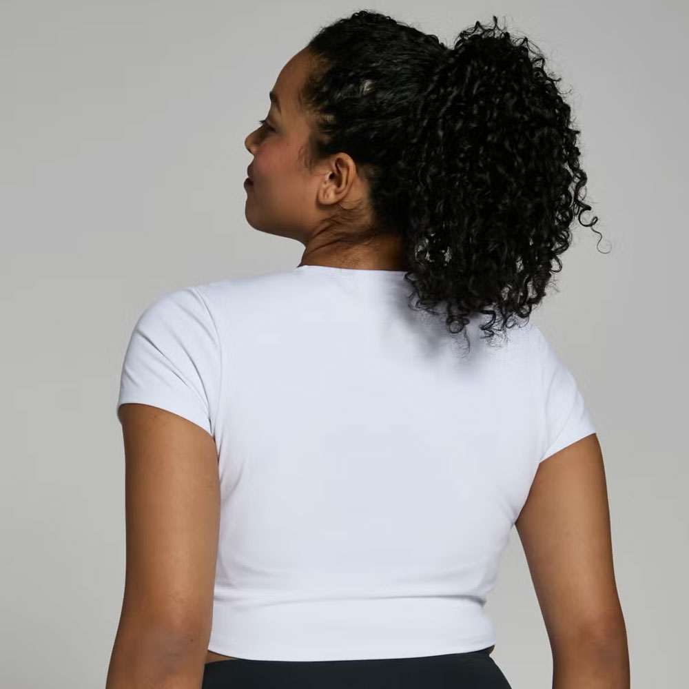 Short Sleeve Crop Top - White - Image 2