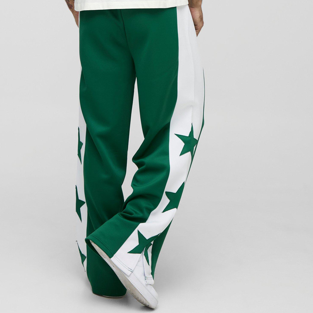 Wide Leg Star Tricot Split Hem Joggers - Image 2