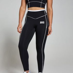 Contrast Texture Leggings - Black